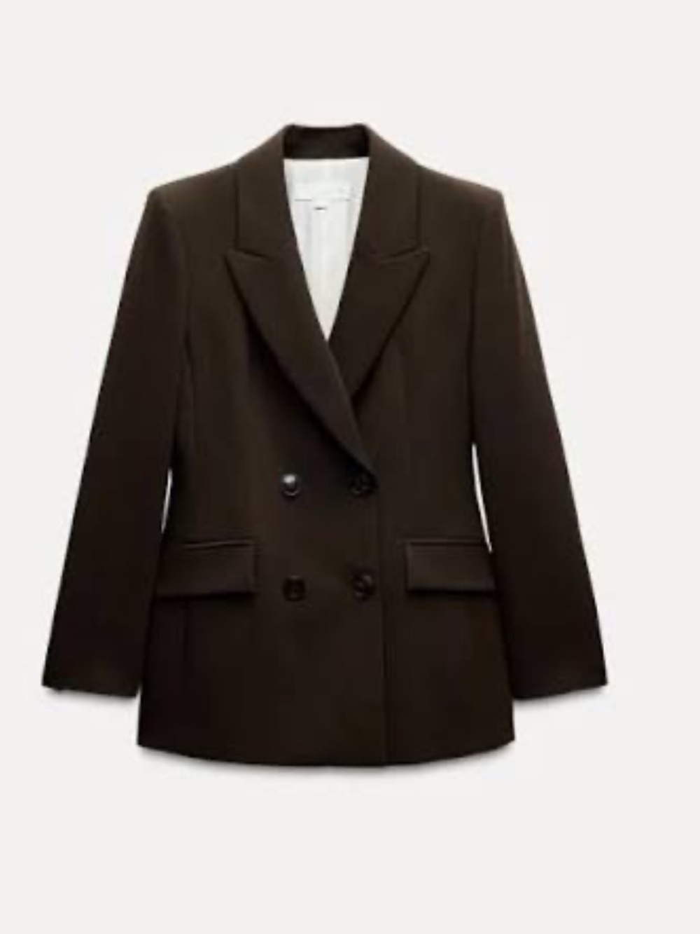 Zara Dark Brown Double-Breasted Blazer